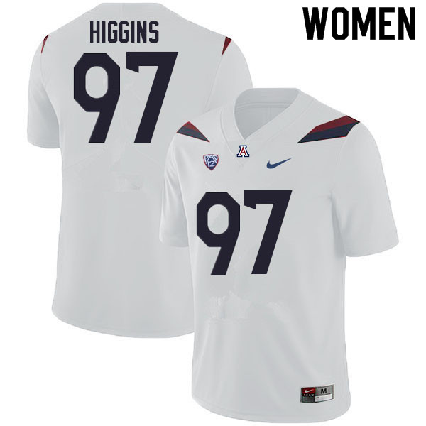 Women #97 Naz Higgins Arizona Wildcats College Football Jerseys Sale-White - Click Image to Close